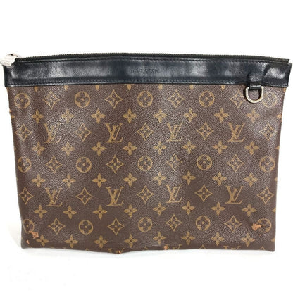 Louis Vuitton Clutch Pochette Discovery Monogram Macassar Canvas Brown