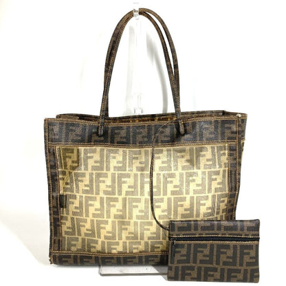 Fendi Shoulder Bag Zucca Mesh Logo Brown