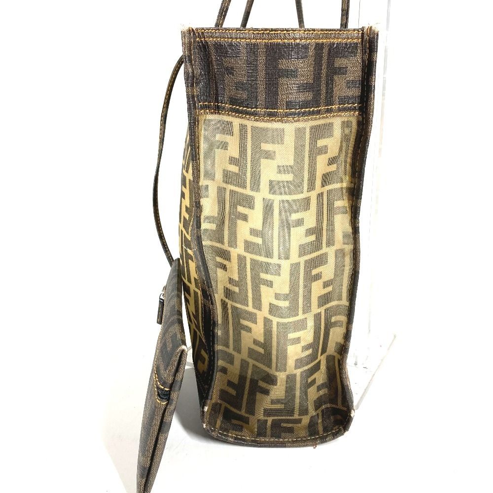 Fendi Shoulder Bag Zucca Mesh Logo Brown — view 3