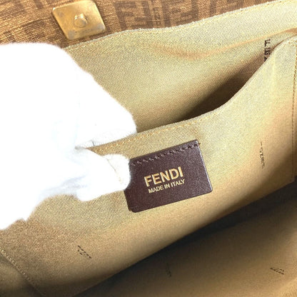 Fendi Shoulder Bag Zucchino Logo Leather Gold — view 6
