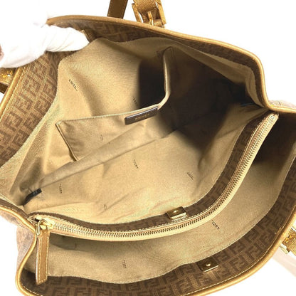 Fendi Shoulder Bag Zucchino Logo Leather Gold — view 5