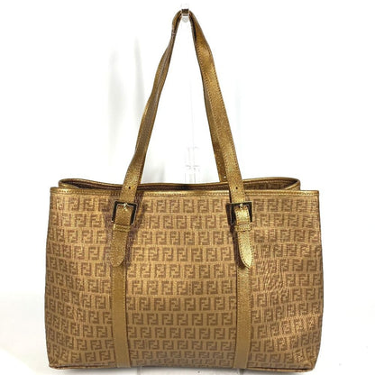 Fendi Shoulder Bag Zucchino Logo Leather Gold — view 3