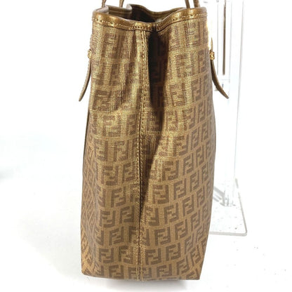Fendi Shoulder Bag Zucchino Logo Leather Gold — view 4