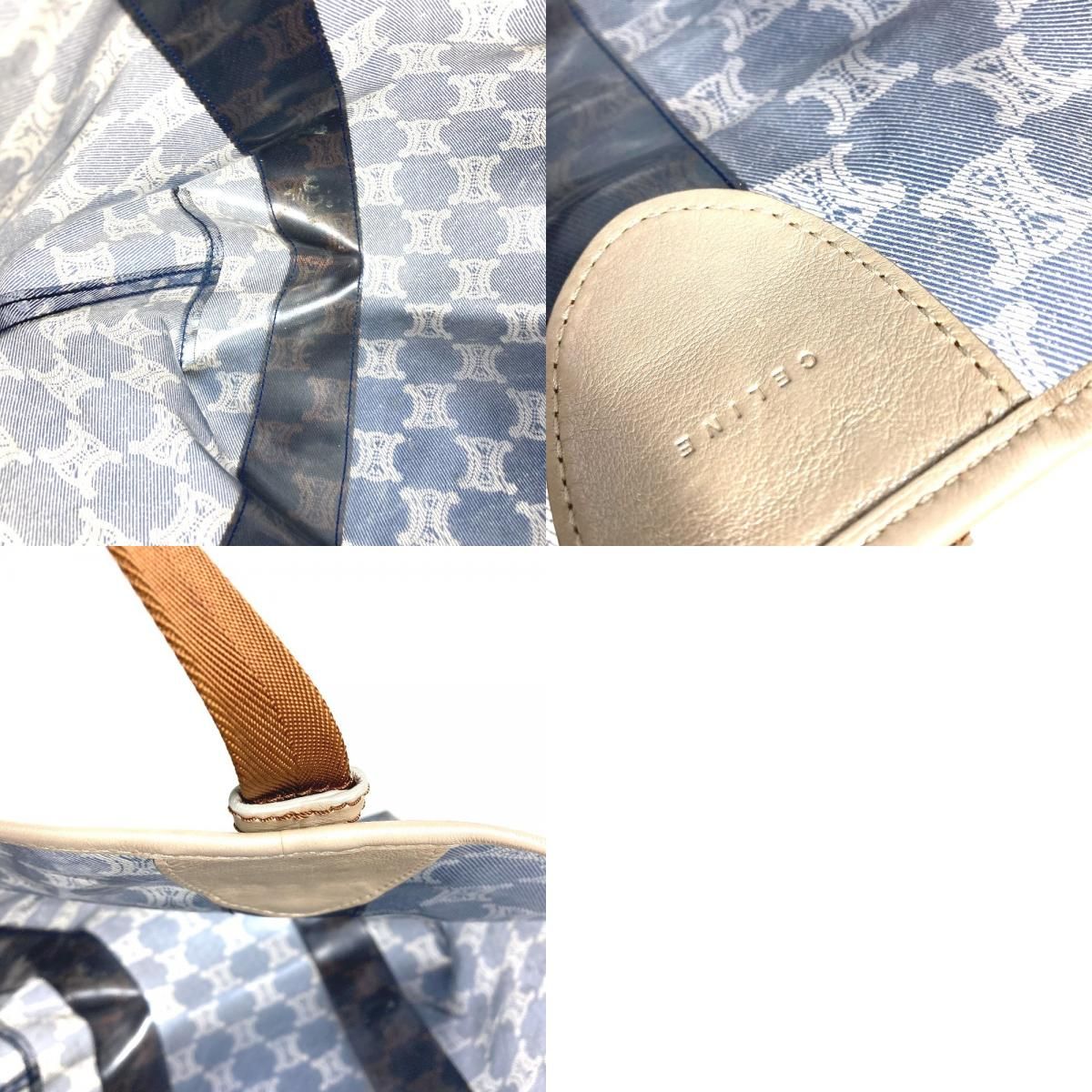 Celine Shoulder Bag Triomphe Logo Beach Vinyl Leather Blue — view 9
