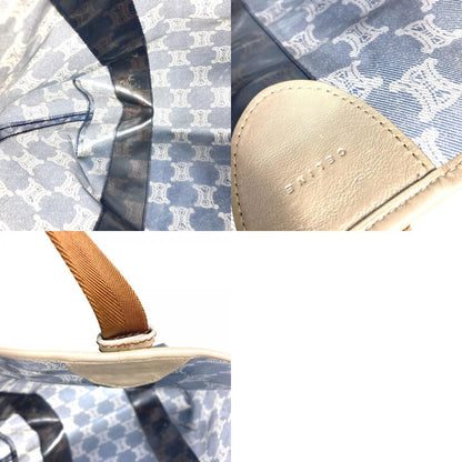 Celine Shoulder Bag Triomphe Logo Beach Vinyl Leather Blue — view 9