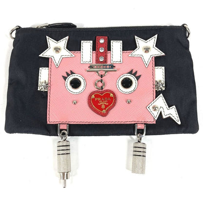 Prada Shoulder Bag Robot Logo Nylon Black — view 3