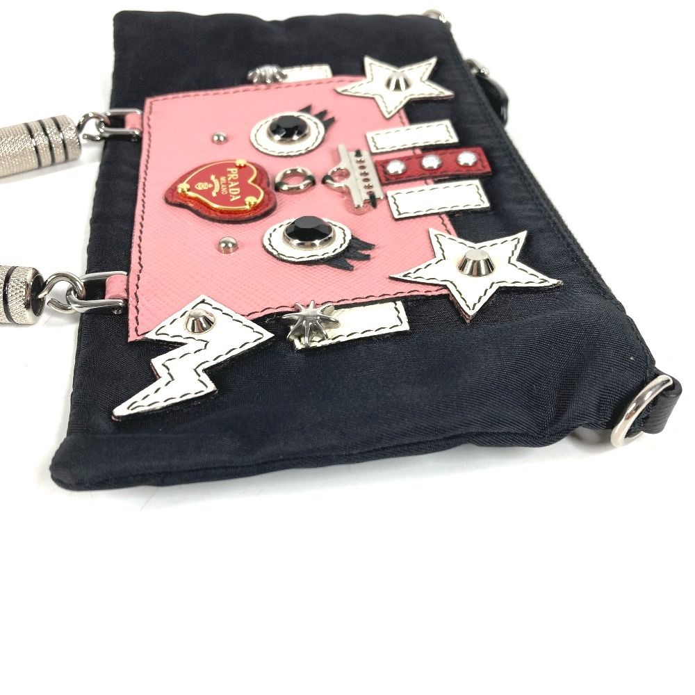 Prada Shoulder Bag Robot Logo Nylon Black — view 5