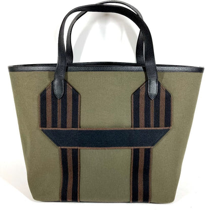 Hermes Tote Pure Cangle Taurillon Clemence Vert Gray Blanc Zu Noir Khaki