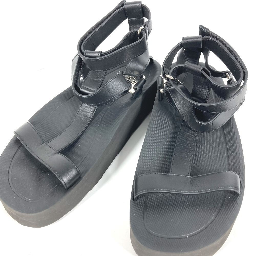 Hermes Sandals Enid Dearman Buckle Rubber Black — view 2