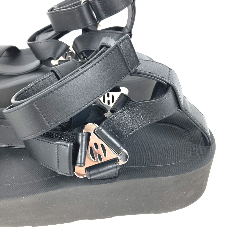 Hermes Sandals Enid Dearman Buckle Rubber Black — view 3