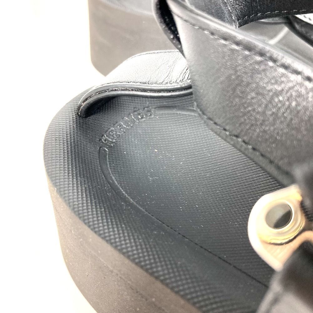 Hermes Sandals Enid Dearman Buckle Rubber Black — view 8