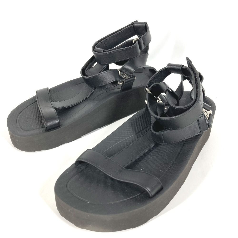 Hermes Sandals Enid Dearman Buckle Rubber Black
