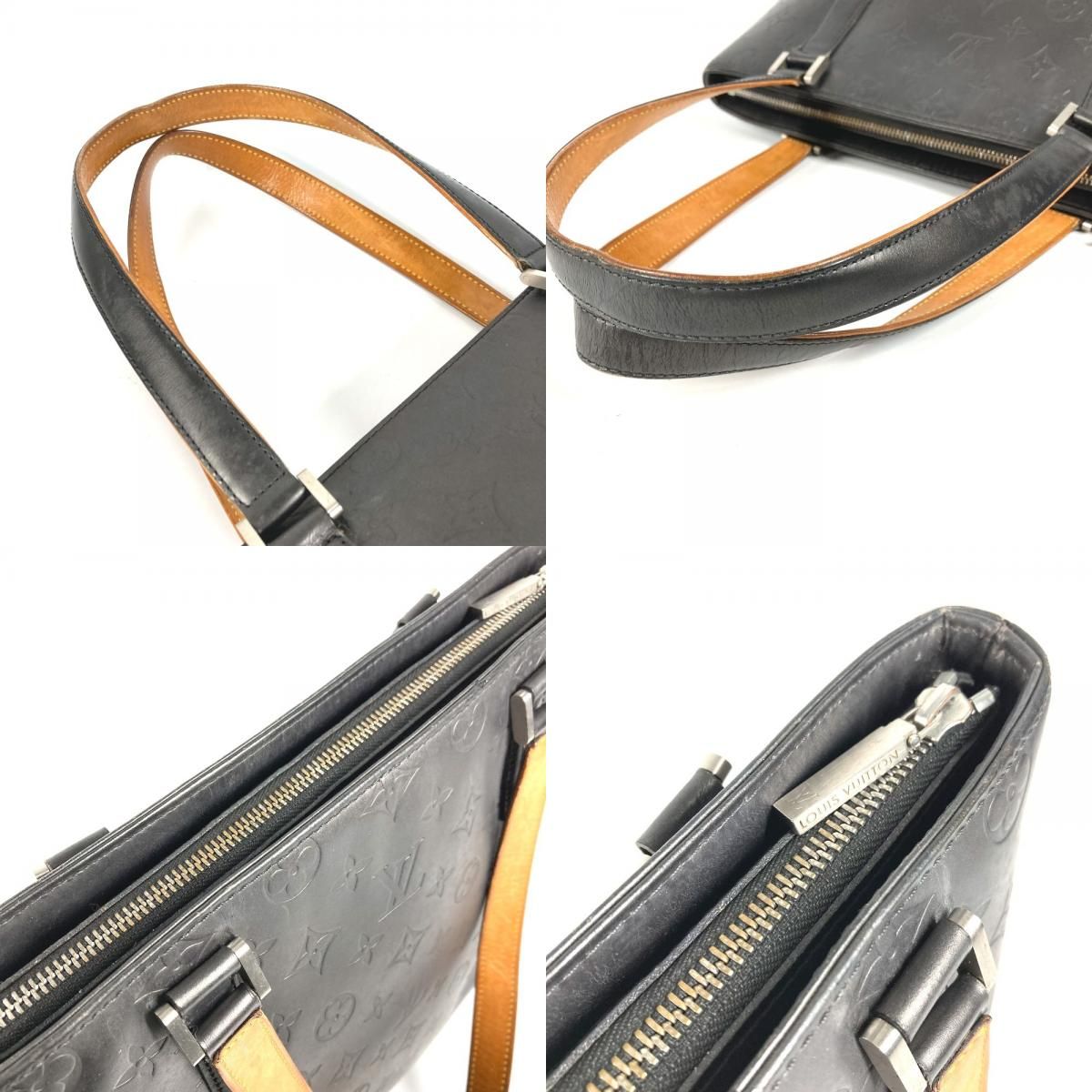 Louis Vuitton Shoulder Bag Stockton Monogram Matte Leather Black — view 8