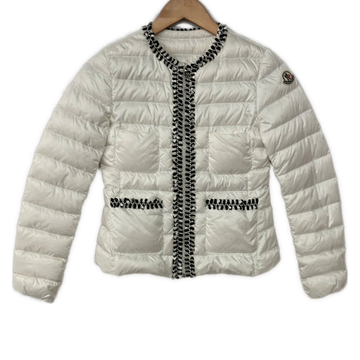 Moncler Down Jacket 12 L Hiva White Black Long Sleeve Zip Up Winter