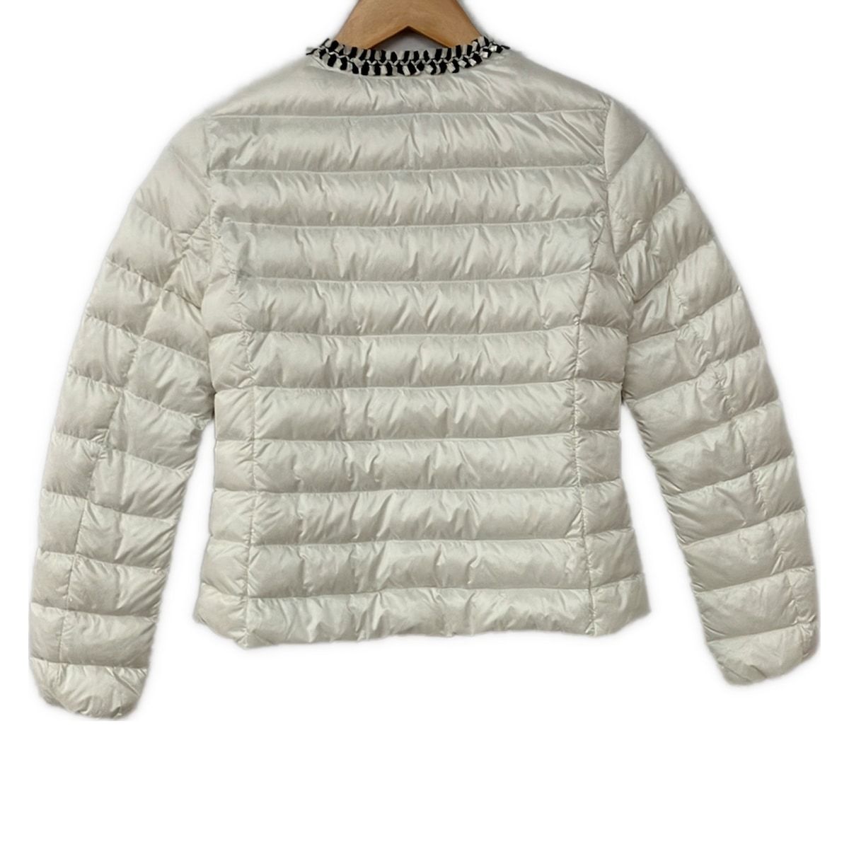 Moncler Down Jacket 12 L Hiva White Black Long Sleeve Zip Up Winter — view 2