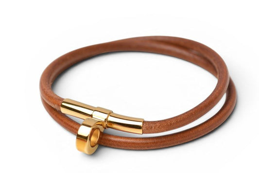 Hermes Bangle Bracelet Double Kelly Choker Brown