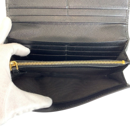 Prada Saffiano Fiocco Ribbon Black Gold Leather Wallet — view 4