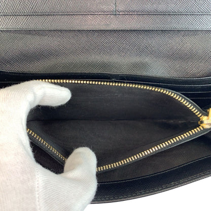 Prada Saffiano Fiocco Ribbon Black Gold Leather Wallet — view 5