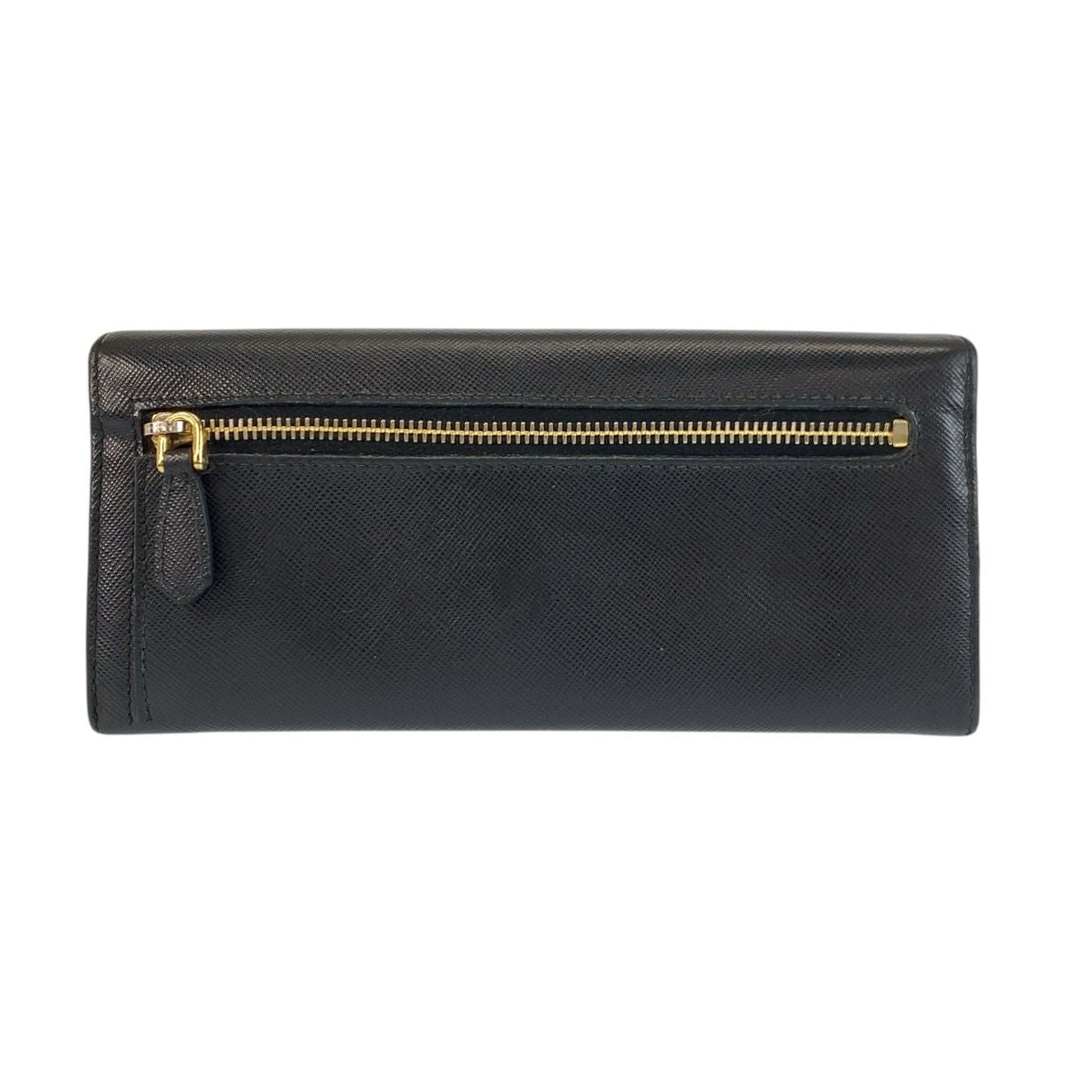 Prada Saffiano Fiocco Ribbon Black Gold Leather Wallet — view 2
