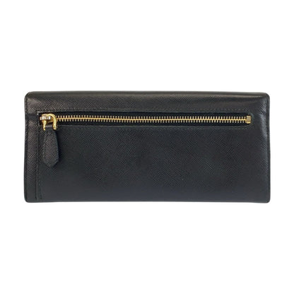 Prada Saffiano Fiocco Ribbon Black Gold Leather Wallet — view 2