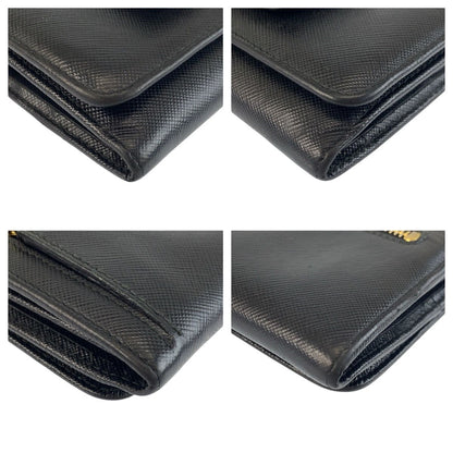 Prada Saffiano Fiocco Ribbon Black Gold Leather Wallet — view 6