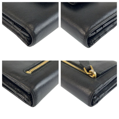 Prada Saffiano Fiocco Ribbon Black Gold Leather Wallet — view 7