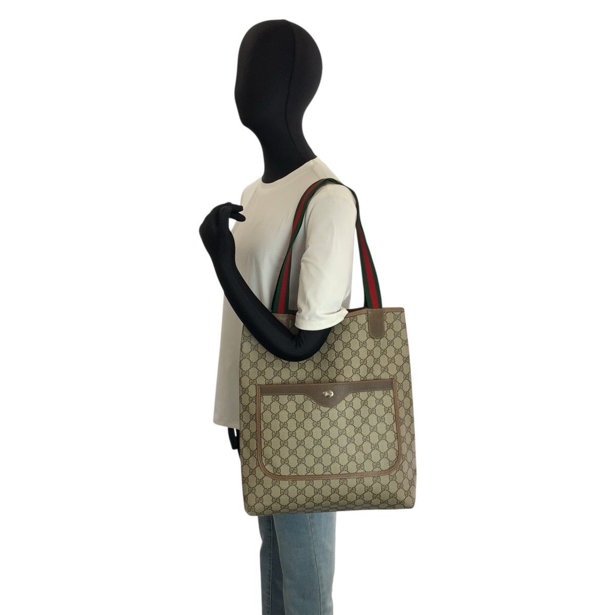 Gucci Vintage Sherry Line GG Supreme Canvas Tote Shoulder Bag — view 6