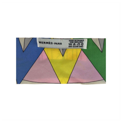 Hermes Twilly Astrologie Nouvelle Green Pink Yellow Silk Scarf Ribbon — view 7