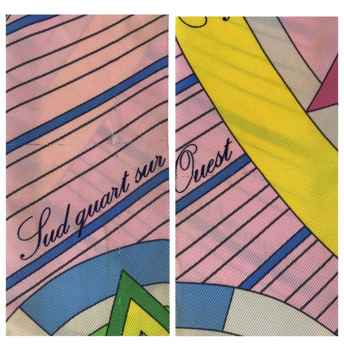 Hermes Twilly Astrologie Nouvelle Green Pink Yellow Silk Scarf Ribbon — view 6