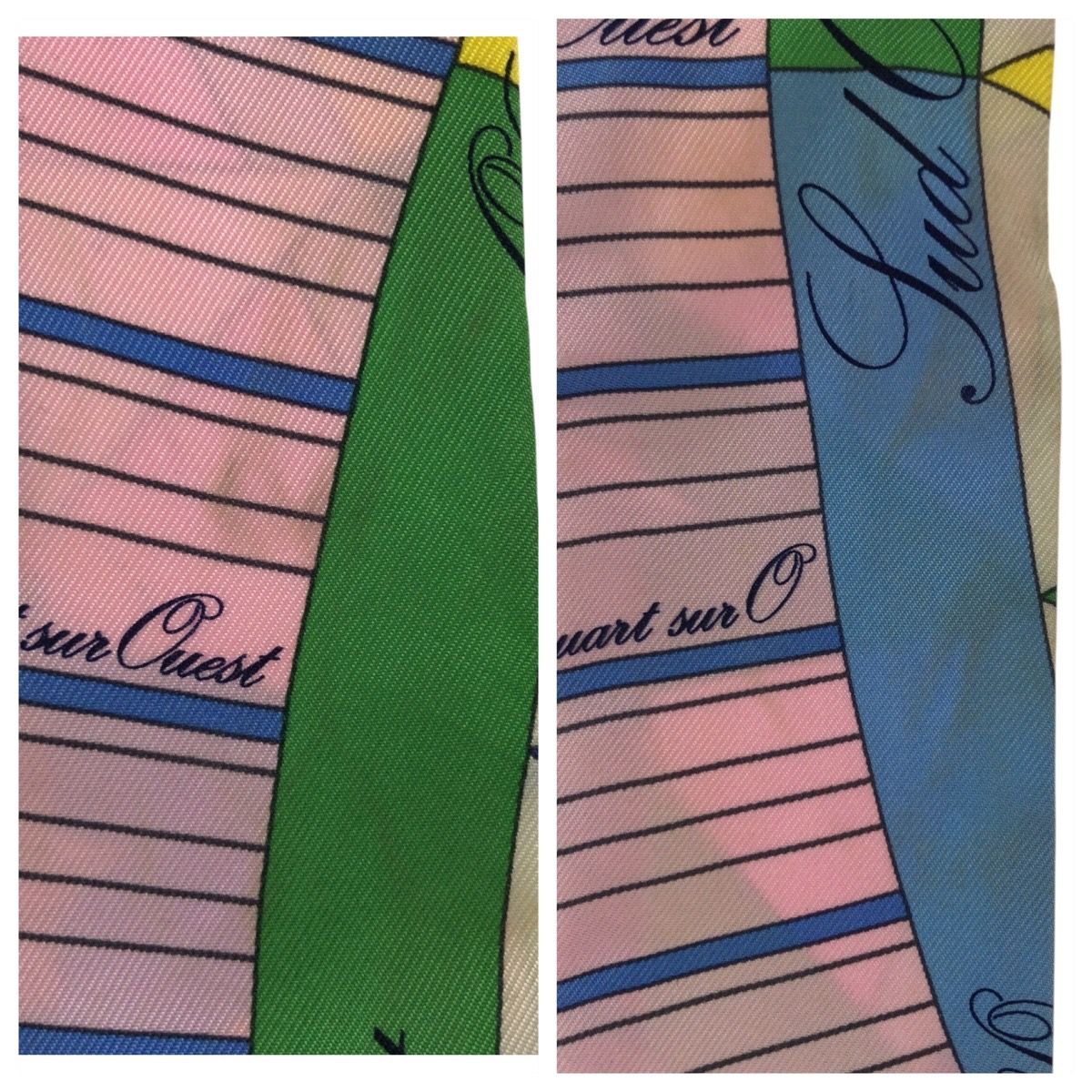 Hermes Twilly Astrologie Nouvelle Green Pink Yellow Silk Scarf Ribbon — view 5