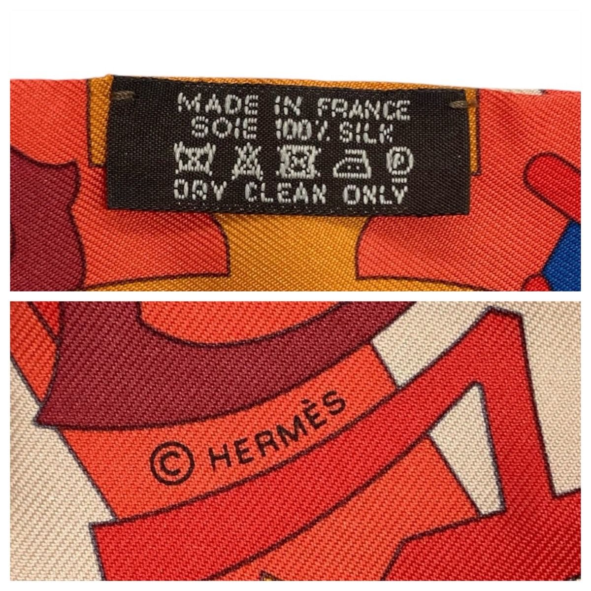 Hermes Twilly le Nombre D'or Orange White Red Silk Scarf Ribbon — view 8