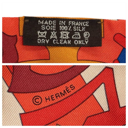 Hermes Twilly le Nombre D'or Orange White Red Silk Scarf Ribbon — view 8