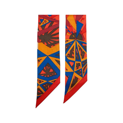 Hermes Twilly le Nombre D'or Orange White Red Silk Scarf Ribbon — view 3