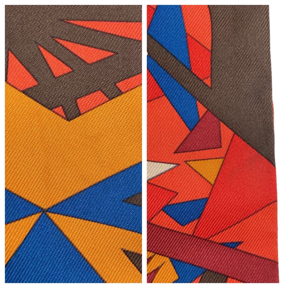 Hermes Twilly le Nombre D'or Orange White Red Silk Scarf Ribbon — view 7