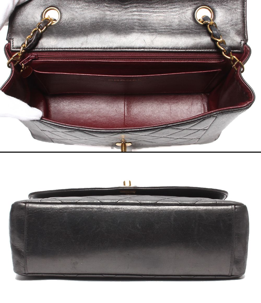 Chanel Chain Shoulder Bag Gold Quilted Diana 25 Single Flap — view 3