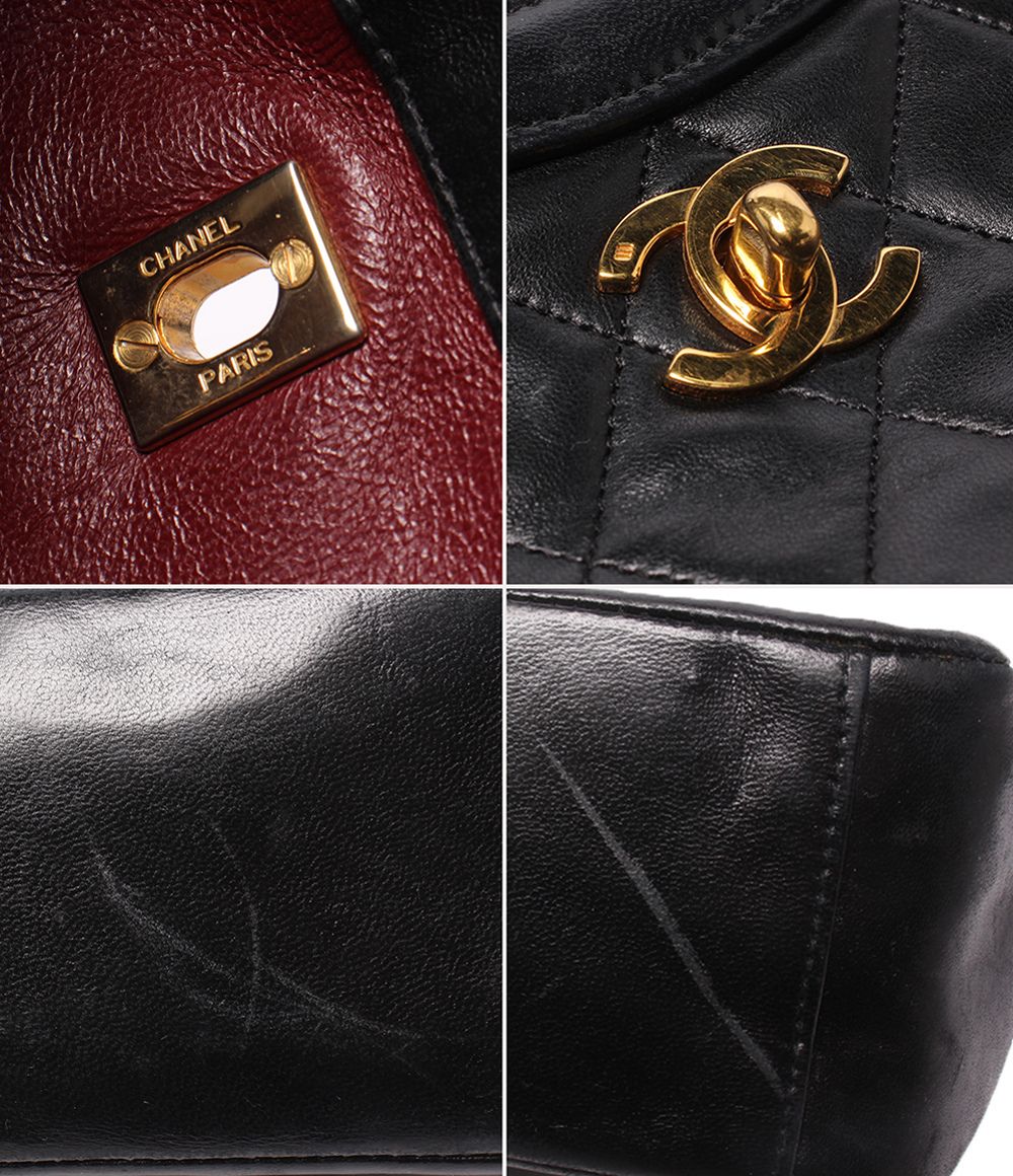 Chanel 2-Way Shoulder Bag Crossbody Gold Lambskin Quilted — view 8
