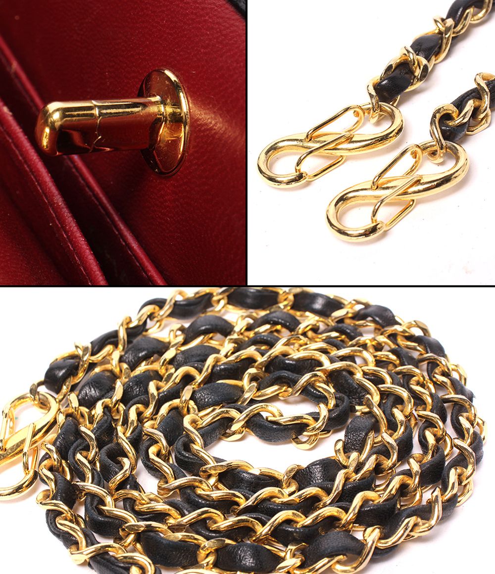 Chanel 2-Way Shoulder Bag Crossbody Gold Lambskin Quilted — view 9
