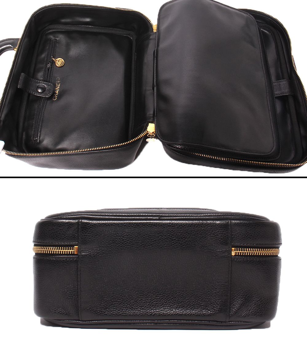 Chanel 2-Way Vanity Shoulder Bag Crossbody CC Logo Caviar Leather Gold No 5 — view 3
