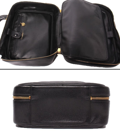 Chanel 2-Way Vanity Shoulder Bag Crossbody CC Logo Caviar Leather Gold No 5 — view 3