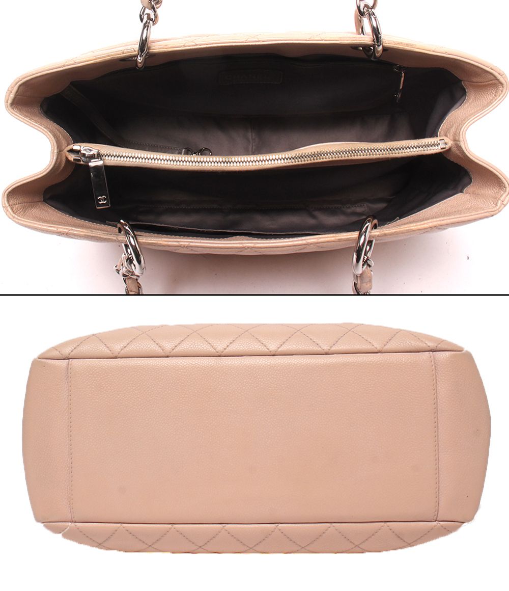 Chanel Chain Tote Silver Caviar Leather Grand Shopping GST — view 3
