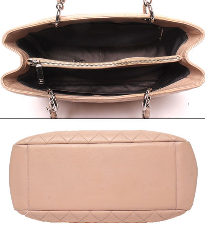 Chanel Chain Tote Silver Caviar Leather Grand Shopping GST — view 3