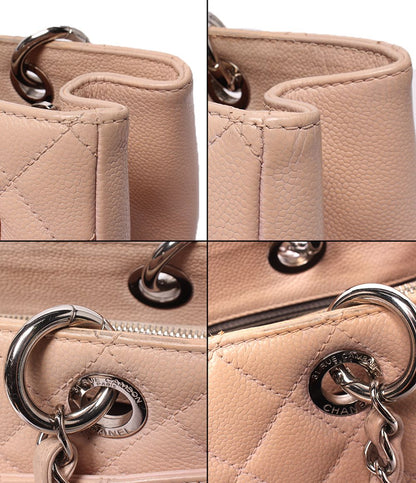 Chanel Chain Tote Silver Caviar Leather Grand Shopping GST — view 8