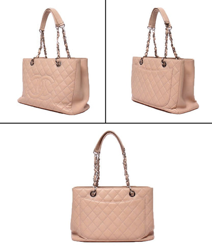 Chanel Chain Tote Silver Caviar Leather Grand Shopping GST — view 2