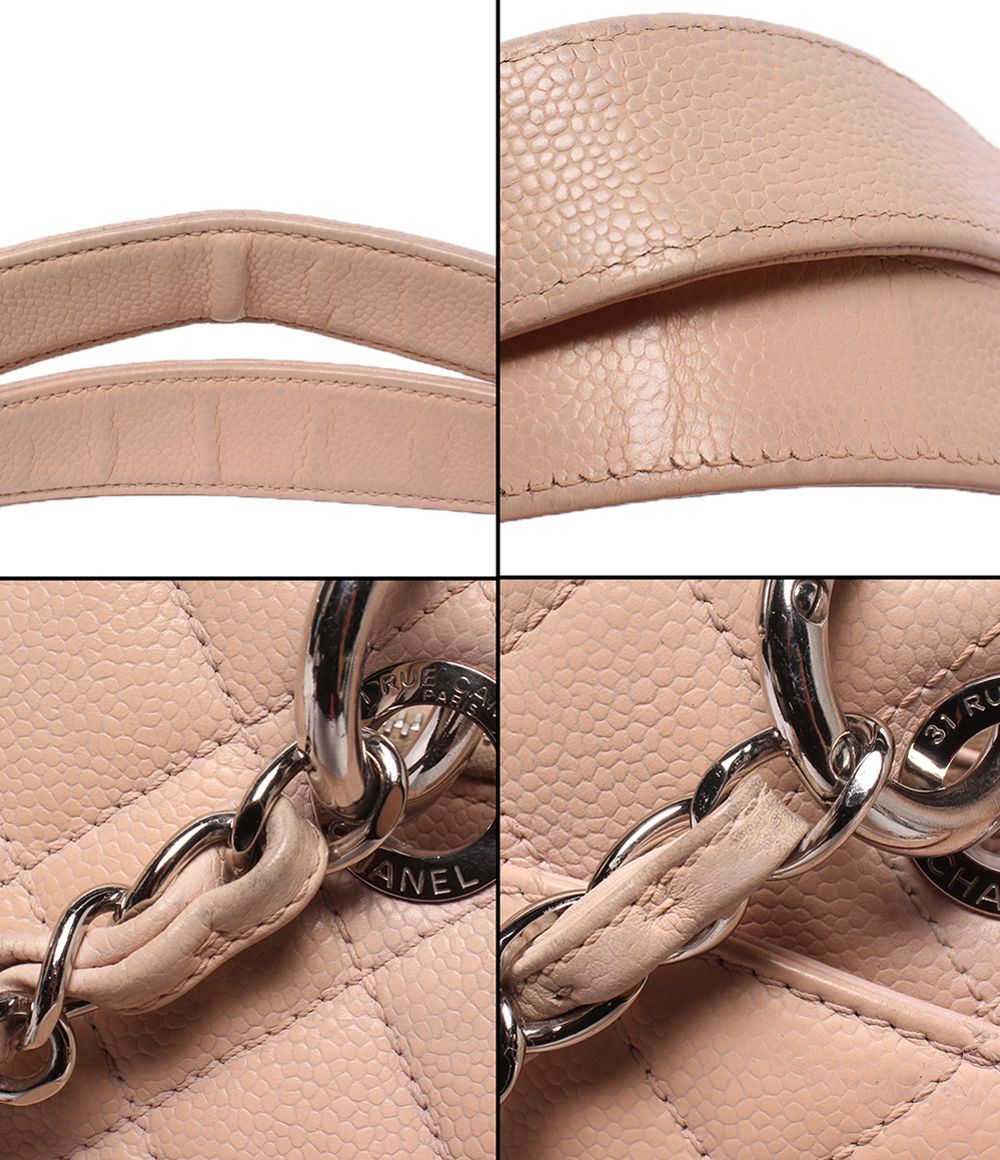 Chanel Chain Tote Silver Caviar Leather Grand Shopping GST — view 9