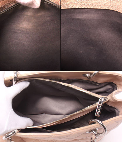 Chanel Chain Tote Silver Caviar Leather Grand Shopping GST — view 6