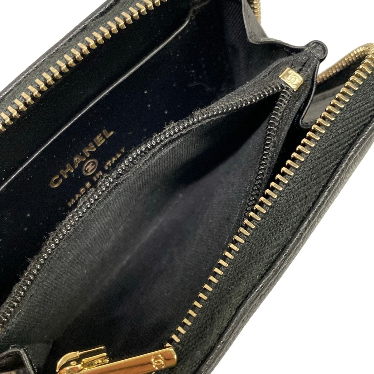 Chanel Coin Case Black CC Logo Zip Around Silver — view 4