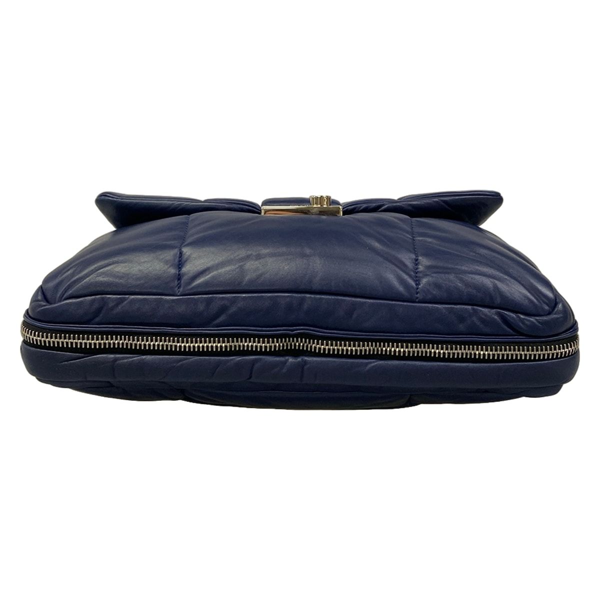 Prada Shoulder Bag Nappa Bomber Blue Detachable Strap Leather — view 5