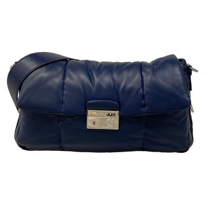 Prada Shoulder Bag Nappa Bomber Blue Detachable Strap Leather
