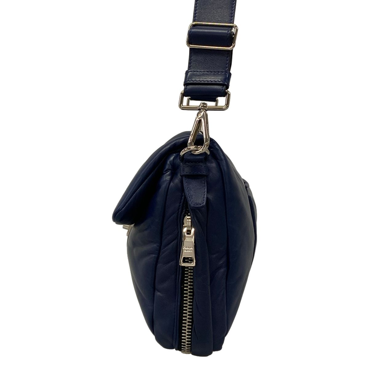 Prada Shoulder Bag Nappa Bomber Blue Detachable Strap Leather — view 4