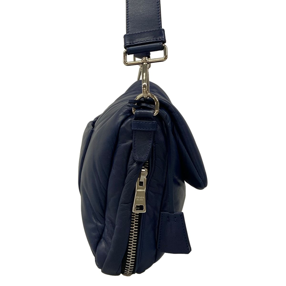 Prada Shoulder Bag Nappa Bomber Blue Detachable Strap Leather — view 2